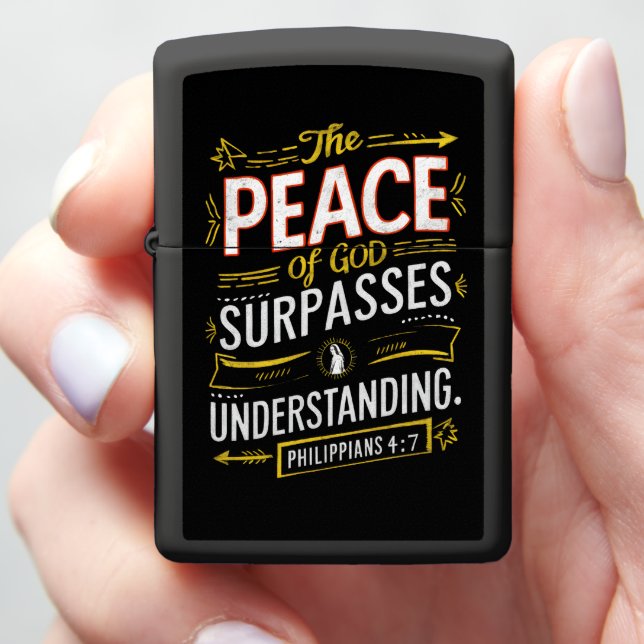 Divine Words on  God surpasses understanding Zippo Lighter (In Hand)
