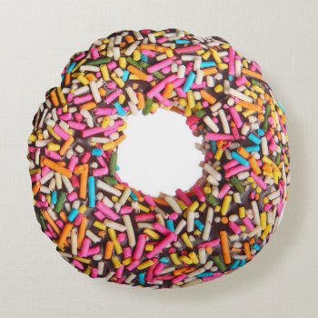 Divinely Decadent Doughnut Sprinkles Back Round Pillow by sharonrhea at Zazzle