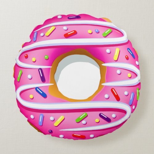 Divinely Decadent Doughnut _ Sprinkles Back Round Pillow