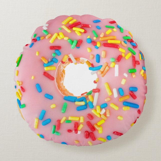 Divinely Decadent Doughnut - Sprinkles Back Round Pillow (Front)