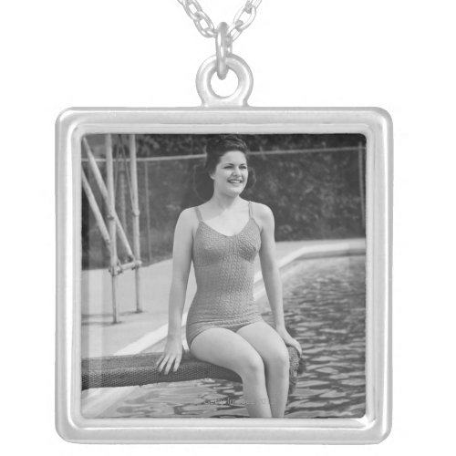 Diving Board Silver Plated Necklace