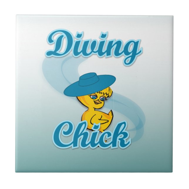Diving Chick #3 Ceramic Tile (Front)