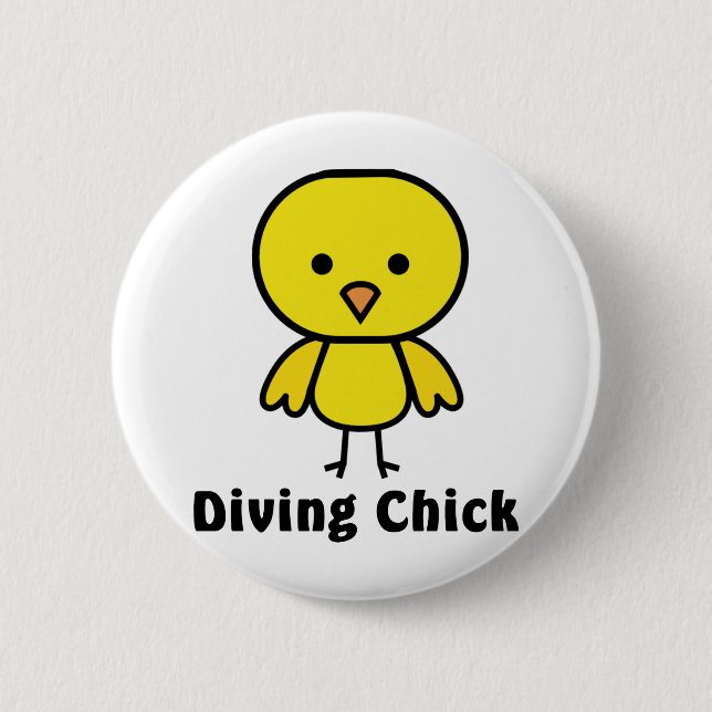 Diving Chick Gear Pinback Button (Front)