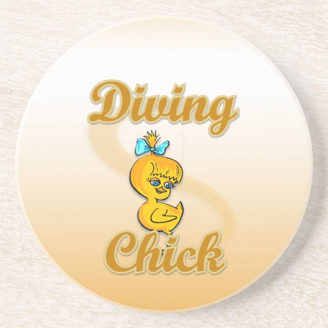 Diving Chick Sandstone Coaster (Front)