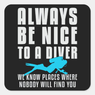 Diving Dive Scuba Diving Diver Funny Sea Gift Idea Square Sticker
