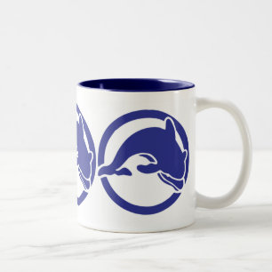 Diving Dolphin Ocean Art Two-Tone Coffee Mug