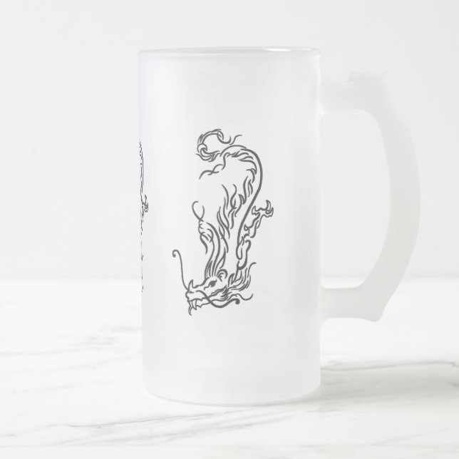 Diving Dragon Frosted Glass Stein (Right)