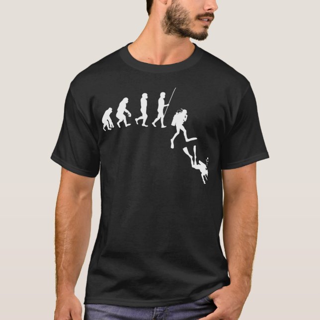 Diving Evolution Evolution of Man Funny Scuba Dive T-Shirt (Front)