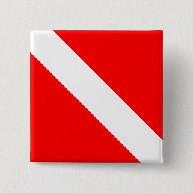 Diving Flag Scuba Diver Diver Down Button (Front)
