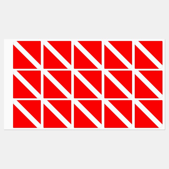 Diving Flag Scuba Diver Diver Down Labels (Sheet)