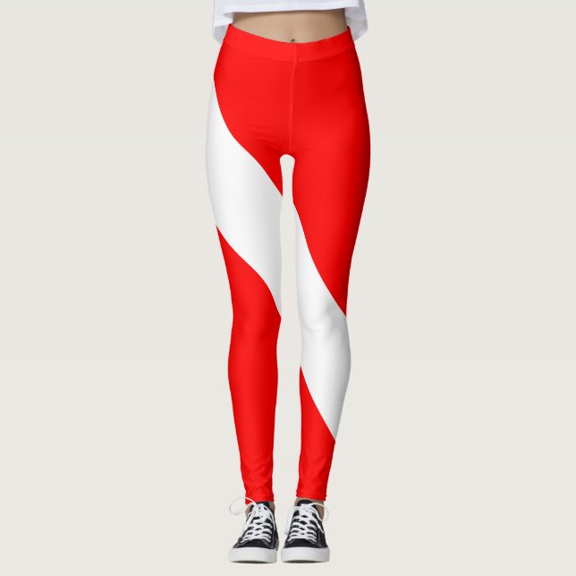 Diving Flag Scuba Diver Diver Down Leggings (Front)
