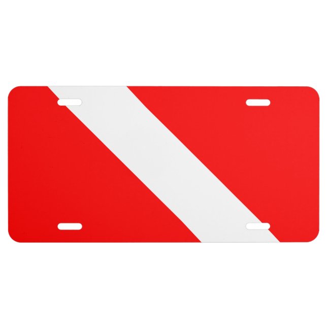 Diving Flag Scuba Diver Diver Down License Plate (Front)