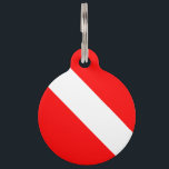 Diving Flag Scuba Diver Diver Down Pet ID Tag<br><div class="desc">Diver down flag. Great gifts for divers,  gift idea for scuba diver and cool diving gift. Visit our store to find more great gifts for divers.</div>