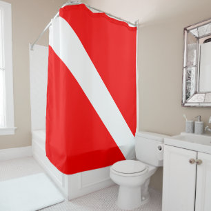 Diving Flag Scuba Diver Diver Down Shower Curtain