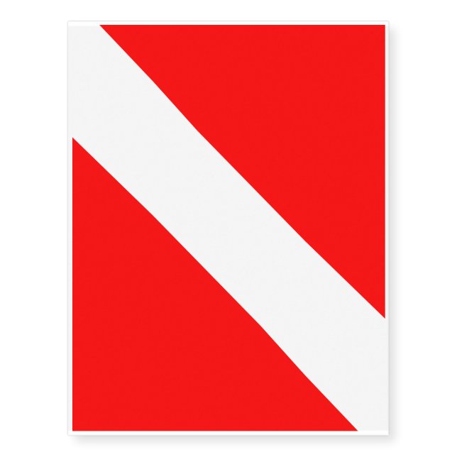 Diving Flag Scuba Diver Diver Down Temporary Tattoos (Front)