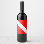 Diving Flag Scuba Diver Diver Down Wine Label