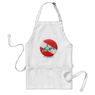 diving flag shark adult apron