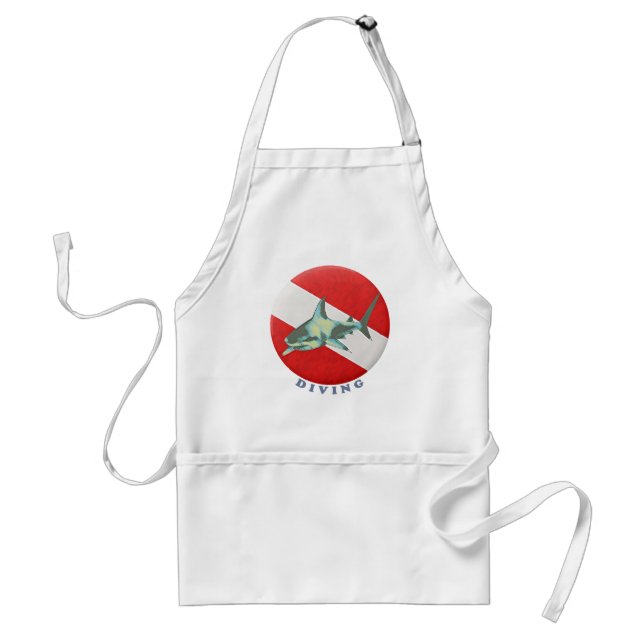 diving flag shark adult apron (Front)