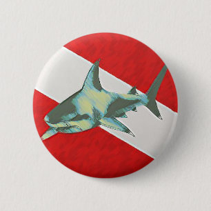 diving flag shark button
