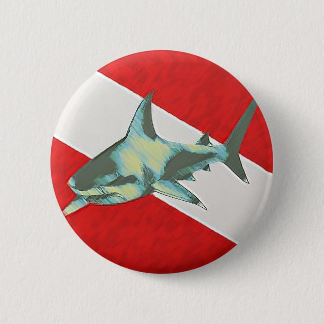 diving flag shark button (Front)