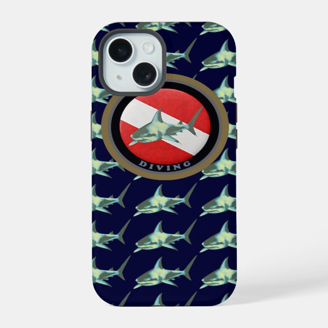 Diving Flag Shark pattern Iphone Case (Back)