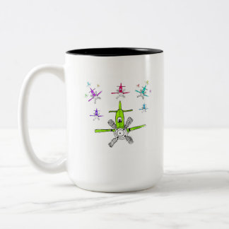 Diving Fleet of Planes Two-Tone Coffee Mug