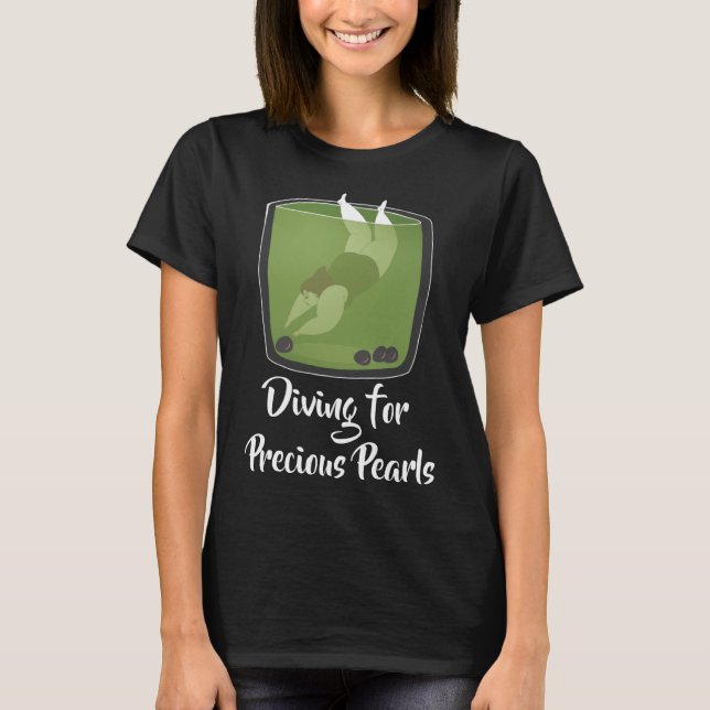 Diving for Precious Pearls Green Milk Tea with Tap T-Shirt (Front)