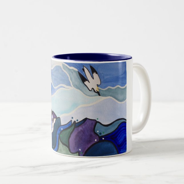 Diving Gannets Painting Mug (Front Right)