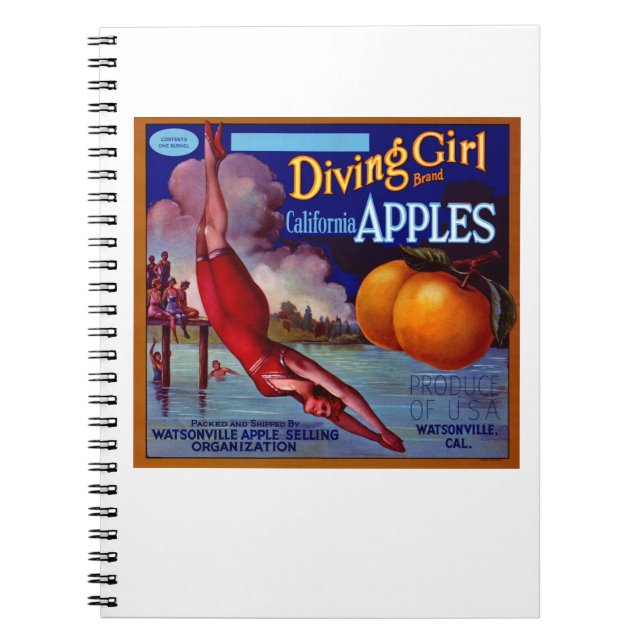 Diving Girl Apples Notebook (Front)
