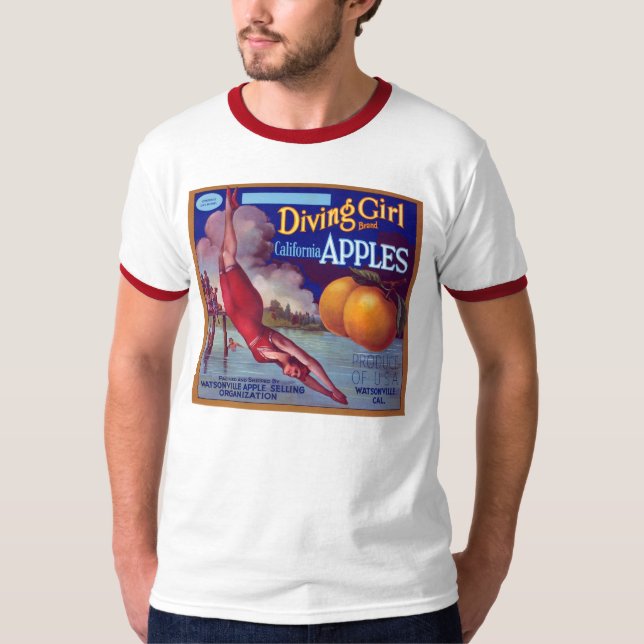 Diving Girl Apples T-Shirt (Front)
