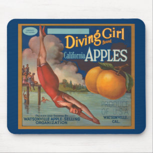 Diving Girl California Apples Mouse Pad