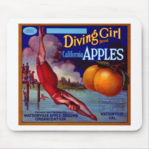 Diving Girl California Apples Mouse Pad