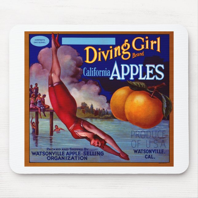 Diving Girl California Apples Mouse Pad (Front)