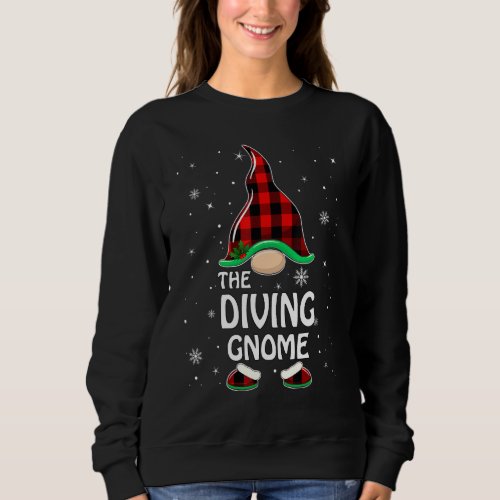 Diving Gnome Buffalo Plaid Matching Family Christm Sweatshirt