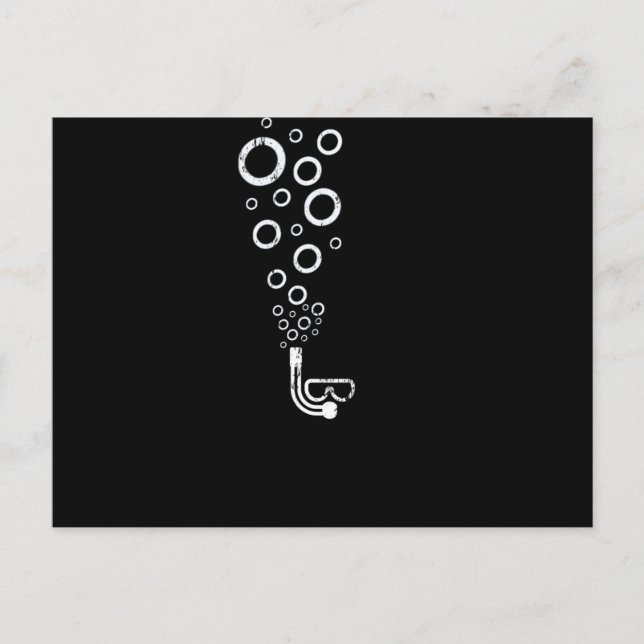 Diving goggles bubbles diver snorkeling postcard (Front)