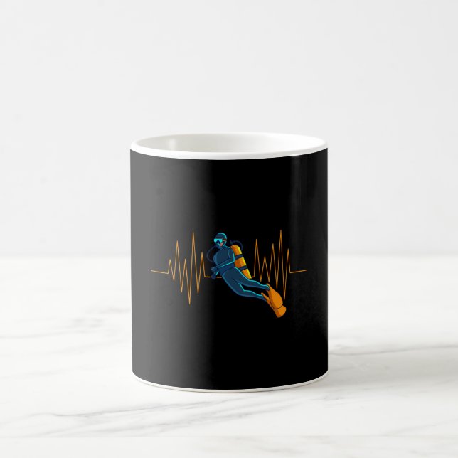 Diving Heartbeat Scuba Diver Apparel Dive Coffee Mug (Center)