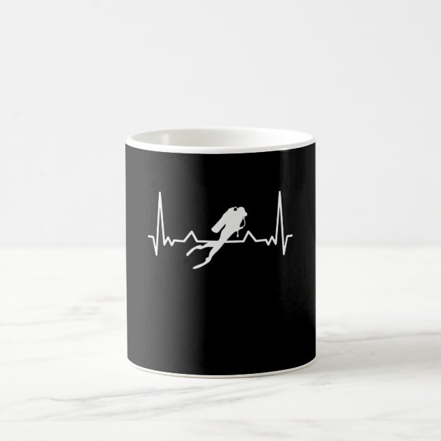 Diving Heartbeat Sea Dive Gift for Diver Coffee Mug (Center)