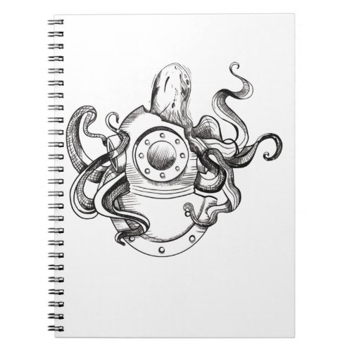 Diving Helmet and Octopus Scuba Diver Notebook