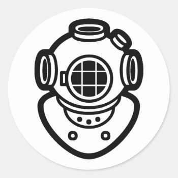 Diving Helmet Classic Round Sticker by LabelMeHappy at Zazzle