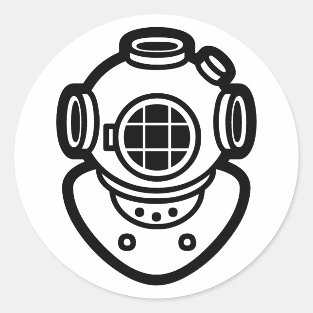 Diving Helmet Classic Round Sticker (Front)