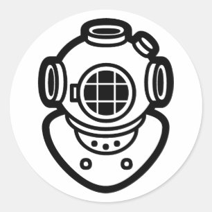 Diving Helmet Classic Round Sticker