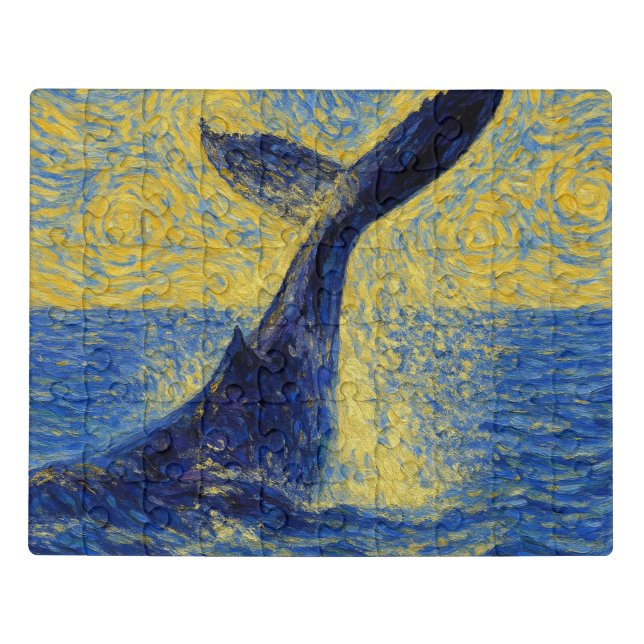 Diving Humpback van Gogh style Acrylic Puzzle (Puzzle Horizontal)