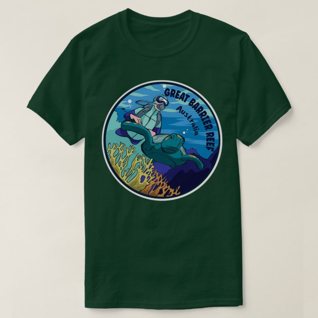 Diving In Great Barrier Reef Australia T-Shirt (Design Front)