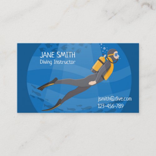 Diving Instructor deep sea diving business Business Card