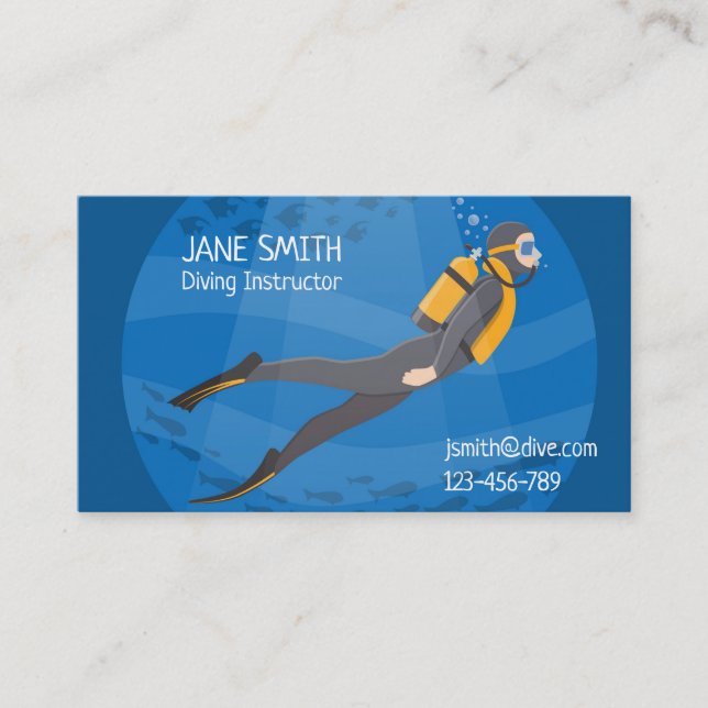 Diving Instructor deep sea diving business Business Card (Front)