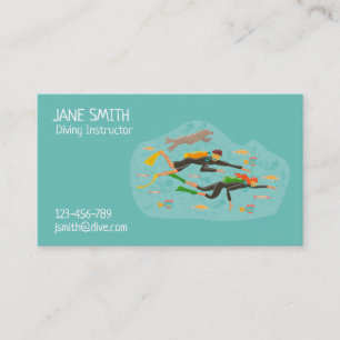 Diving Instructor deep sea diving business modern Business Card