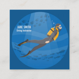 Diving Instructor deep sea diving business Square Business Card