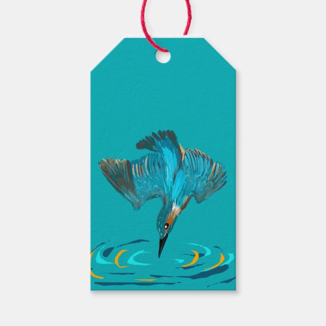 Diving Kingfisher Gift Tag  (Front)