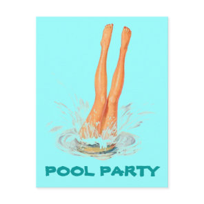 Diving Legs Retro Swimming Pool Party Invitations