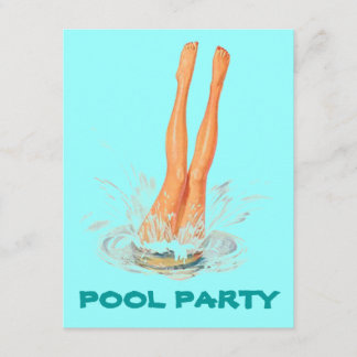 Diving Legs Retro Swimming Pool Party Invitations